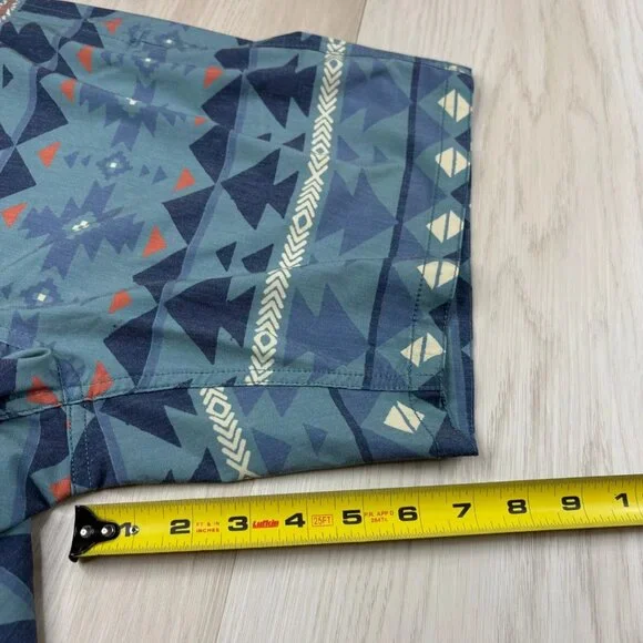 Faherty Mens Blue Doug Good Feather Aztec Print Swim Trunks Boardshorts Size 33 - Picture 8 of 9